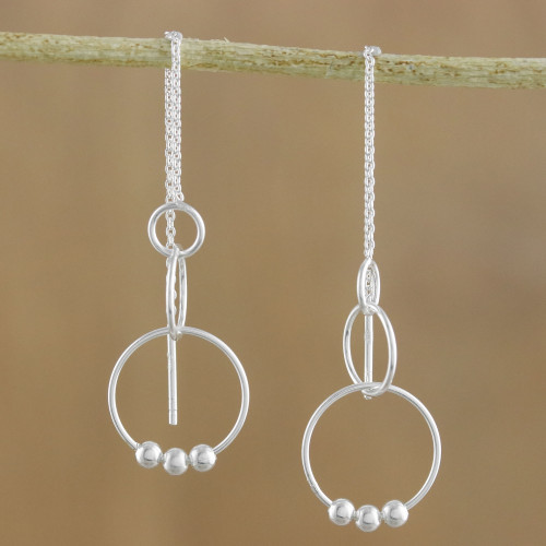 Sterling Silver Cascading Circles Threader Earrings 'Cascading Circles'