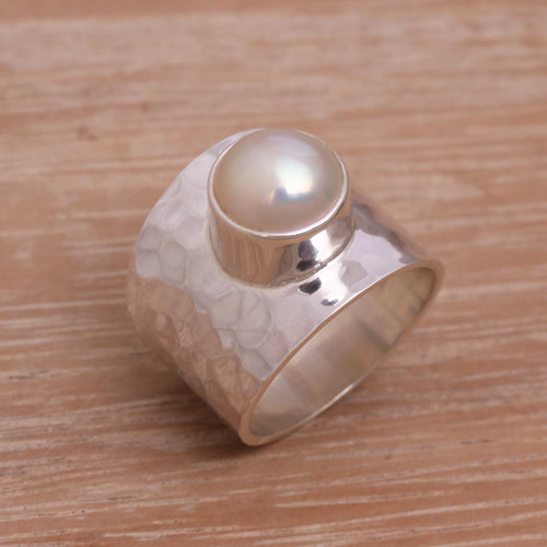 Cultured Pearl Cocktail Ring Crafted in Indonesia 'Gleaming Fate'