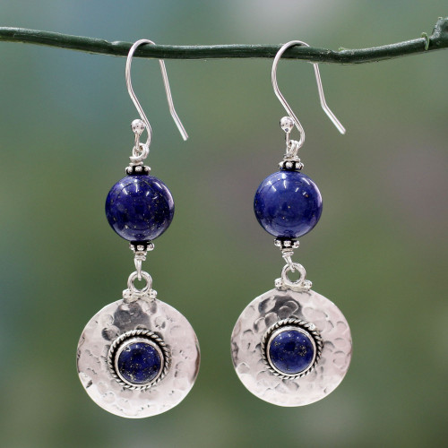 Lapis lazuli dangle earrings 'Royal Moonlight'