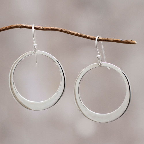 Unique Sterling Silver Dangle Earrings 'Perfect Moon'