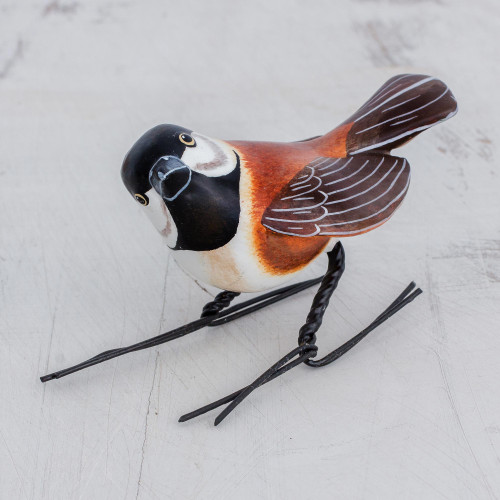 Ceramic Figurine of a Chestnut-Backed Chickadee Bird 'Chestnut-Backed Chickadee'