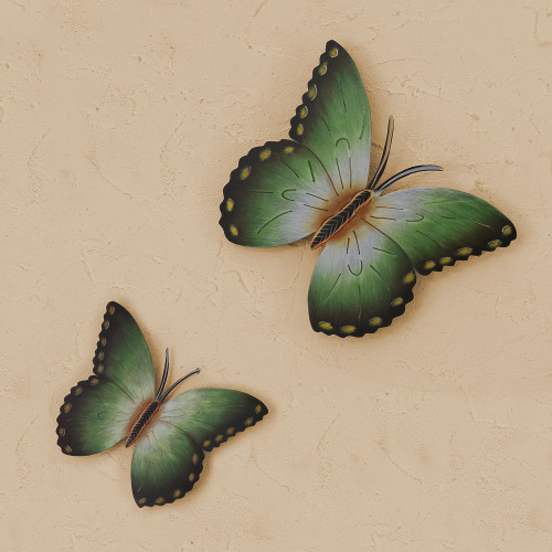 Steel wall art Pair 'Bamboo Butterflies'