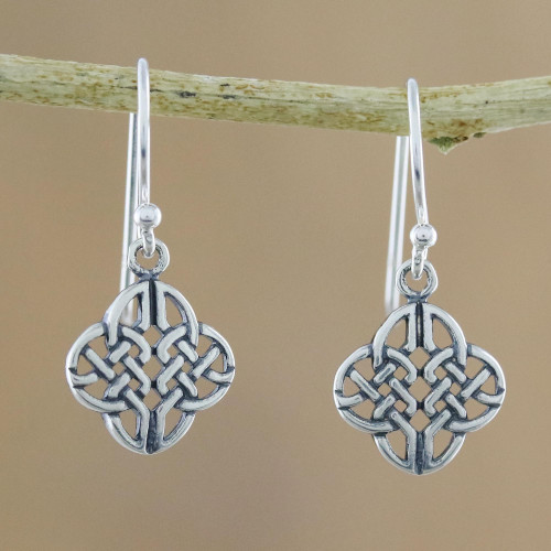 Celtic Knot Sterling Silver Dangle Earrings from Thailand 'Celtic Style'