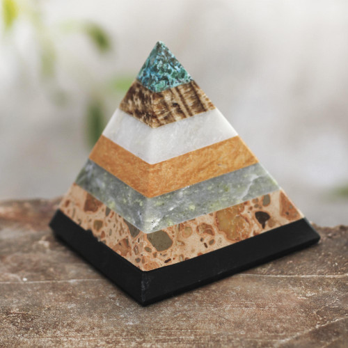Good Energy Gemstone Pyramid Sculpture from Peru 'Positive Energy'