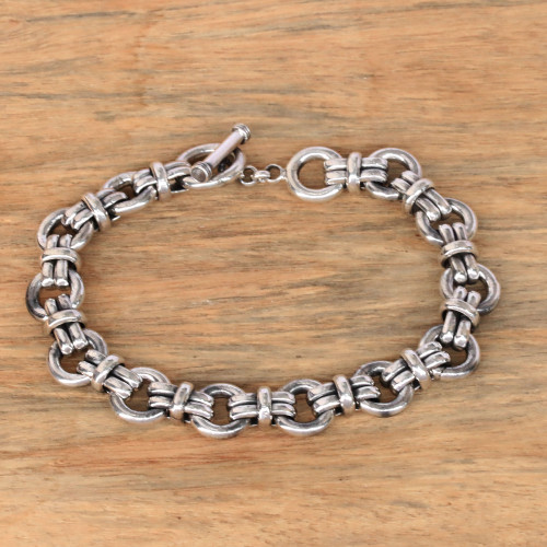 Men's Sterling Silver Link Bracelet Crafted in Bali 'Wanen Links'