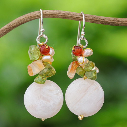 Multi-Gemstone Beaded Cluster Earrings from Thailand 'Thai Joy'