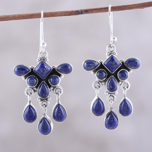 Lapis Lazuli Waterfall Earrings from India 'Lapis Dream'