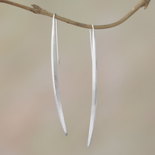 Modern Sterling Silver Drop Earrings from Bali 'Modern Stalks'