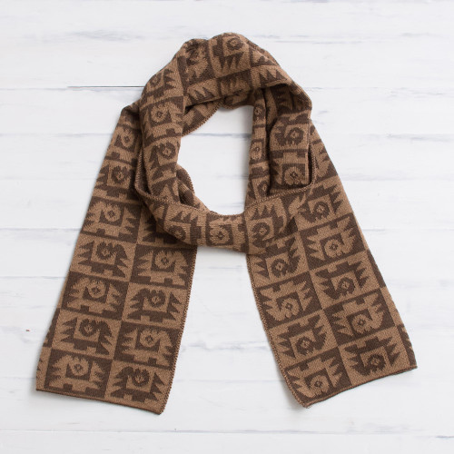 Alpaca Blend Espresso and Tan Scarf from Peru 'Brown Paracas Shadows' Alpaca Blend Espresso and Tan Scarf from Peru 'Brown Paracas Shadows'