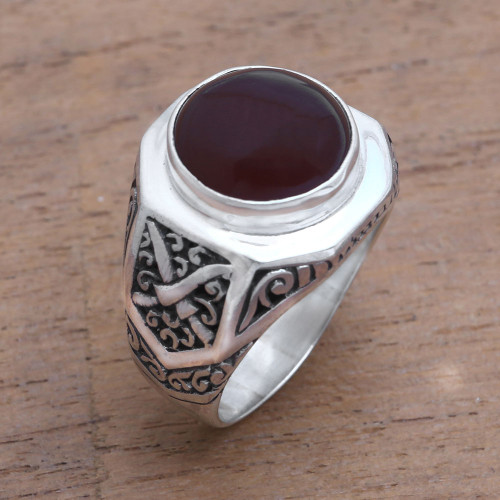 Men's Carnelian Ring Crafted in Bali 'Warrior's Passion'