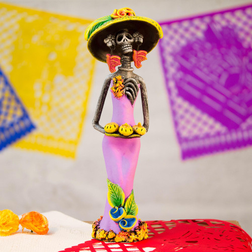 Day of the Dead Strolling Catrina Ceramic Figurine 'Strolling Catrina'