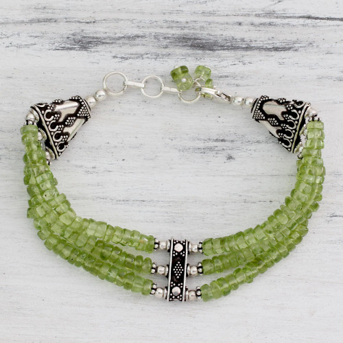 Handcrafted Peridot Bracelet with Sterling Silver  'Fresh Green'