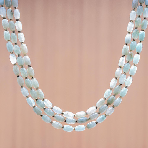 Jade and Hematite Beaded Strand Necklace from Thailand 'Graceful Palace'