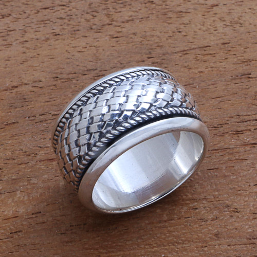 Handmade Sterling Silver Spinner Ring from Bali 'Spinning Weave'