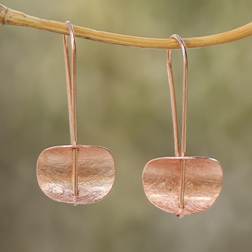 Modern Rose Gold Plated Sterling Silver Drop Earrings 'Urban Minimalism'