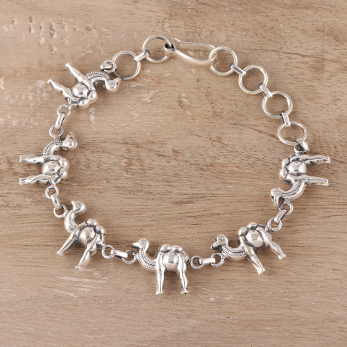 Sterling Silver Camel Link Bracelet from India 'Desert Ferry'