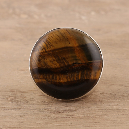 Men's Tiger's Eye Ring Crafted in India 'Earthen Circle'