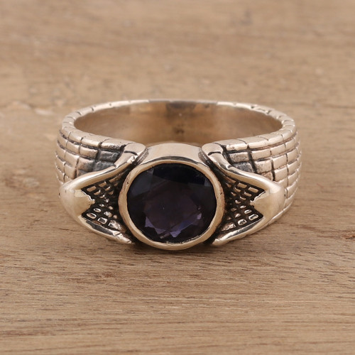 Men's Iolite Ring Crafted in India 'Snake Charm'