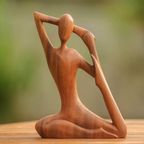 Wood Sculpture from Indonesia 'Yoga Stretch'