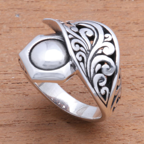 Artisan Crafted Sterling Silver Cocktail Ring from Bali 'Canopy Cover'