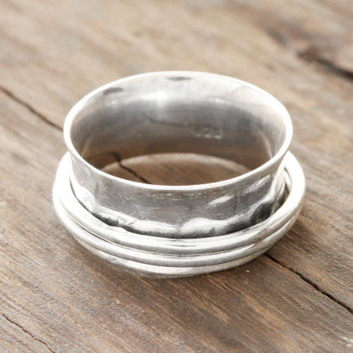 Sterling Silver Spinner Ring Crafted in India 'Elegant Rotation'