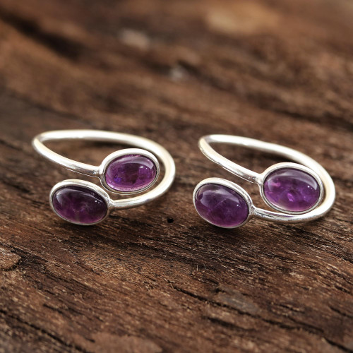 Oval Amethyst Toe Rings from India Pair 'Dainty Ovals'