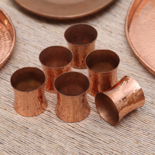 Hammered Copper Napkin Rings from Java Set of 6 'Wonderful Gleam'