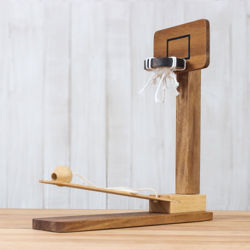 Raintree Wood Miniature Basketball Game from Thailand 'Basketball Fun'
