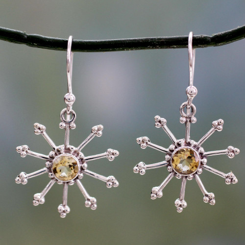 Sterling Silver Dangle Earrings with Citrine 'Sunshine Daze'