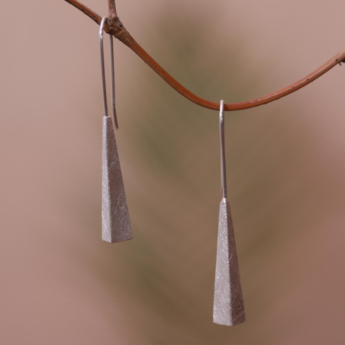 Sterling Silver Pyramid Drop Earrings from Bali 'Striking Pyramids'