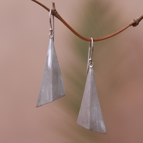 Sterling Silver Pyramid Dangle Earrings from Bali 'Modern Pyramids'