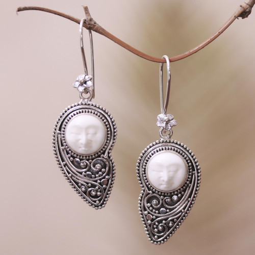 Pear-Shaped Sterling Silver Dangle Earrings 'Pear Faces'