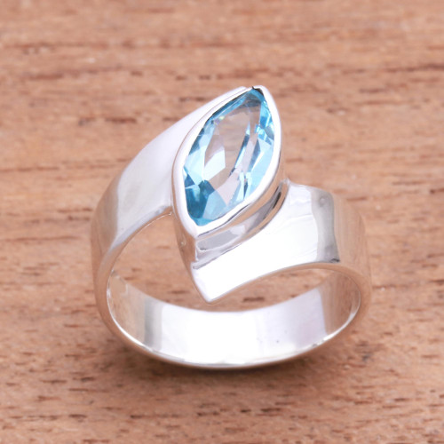 Marquise Blue Topaz Cocktail Ring from Bali 'Marquise Ocean'