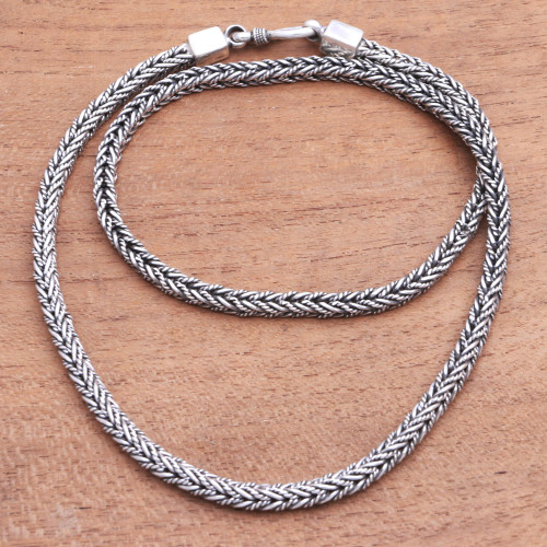 Sterling Silver Foxtail Chain Necklace from Bali 'Foxtail Rope'