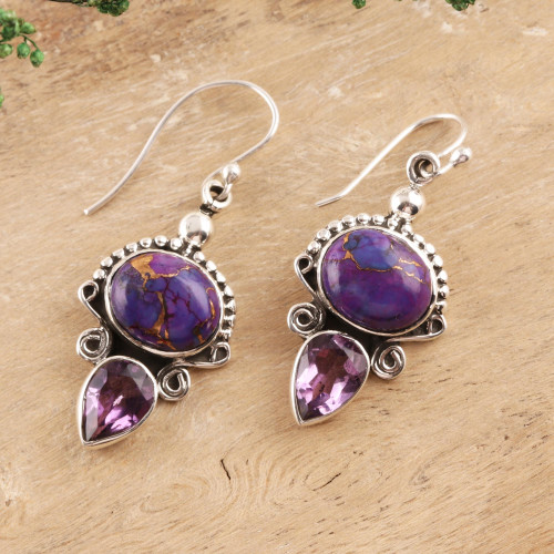 Regal Sterling Silver and Amethyst Earrings from India 'Regal Allure'