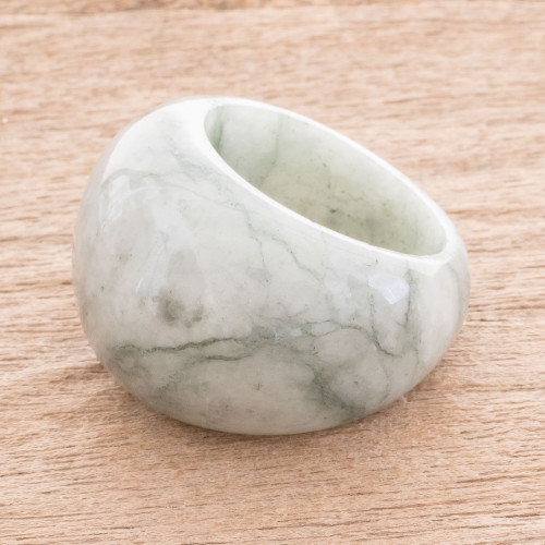 Apple Green Jade Domed Ring from Guatemala 'Earthen Wisdom'