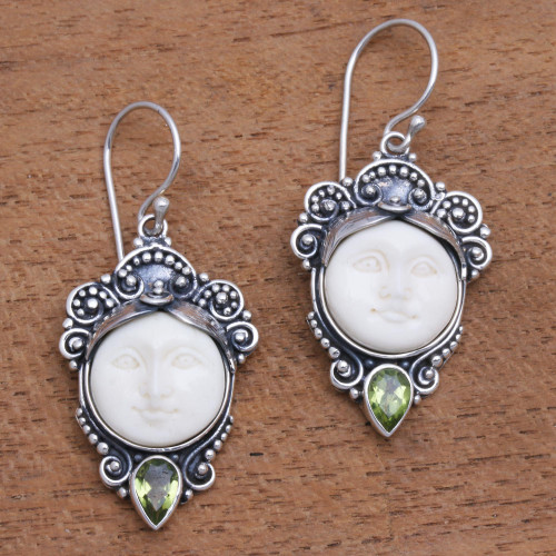 Peridot Dangle Earrings from Bali 'Honest Guardians'