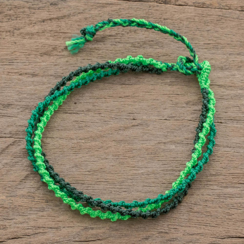 Green Braided Strand Bracelet from Guatemala 'Mountains of Atitlan'