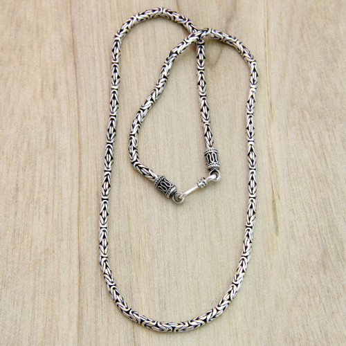 Hand Made Sterling Silver Chain Necklace 18 Inch 'Borobudur Collection I'