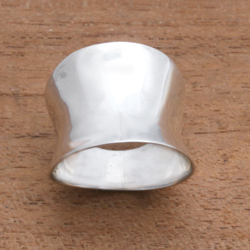 Modern Sterling Silver Band Ring from Bali 'Contemporary Shine'