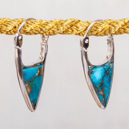 Taxco Composite Turquoise Hoop Earrings from Mexico 'Taxco Enchantment'