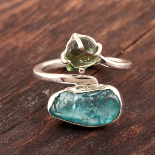 Wrap-Style Apatite Cocktail Ring from India 'Nugget Appeal'