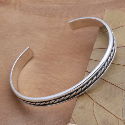 Sleek Hand Crafted Sterling Silver Cuff Bracelet 'Measure by Measure'