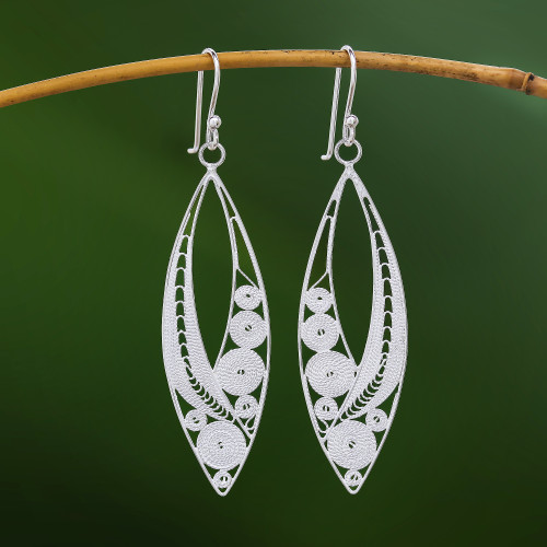 Elegant Sterling Silver Filigree Dangle Earrings 'Virtuosity'