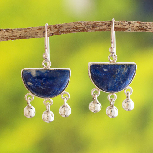 Sterling Silver Dangle Lapis Lazuli Earrings 'Beautiful Universe' Sterling Silver Dangle Lapis Lazuli Earrings 'Beautiful Universe'