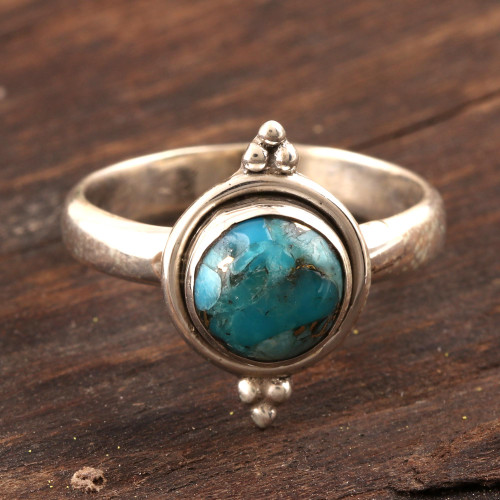 Composite Turquoise Single Stone Ring 'Ocean Memory'
