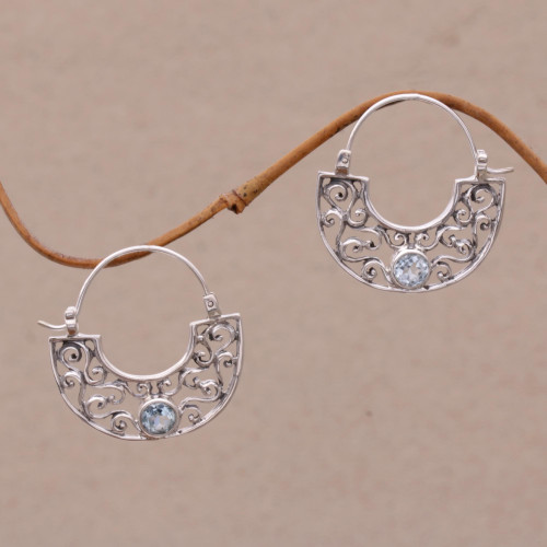 Handcrafted Sterling Silver and Blue Topaz Earrings 'Blue Jasmine'