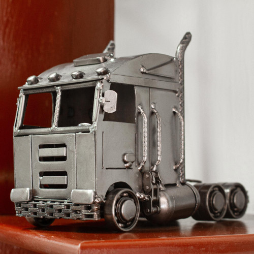Eco-Friendly Recycled Metal Semi Truck Sculpture 'Rustic Truck'
