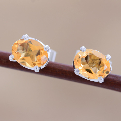Citrine Birthstone Stud Earrings from India 'Scintillate'