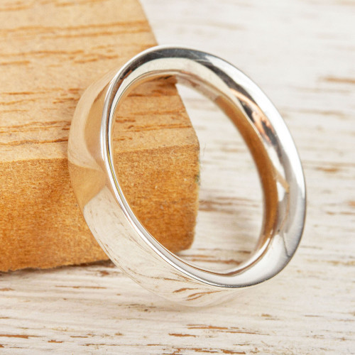 Simple 950 Silver Band Ring 'Classic'